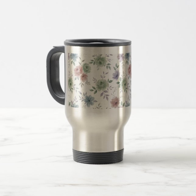 De Voyage Elegant Floral Mug Wrap – Optional Personalization (Devant gauche)