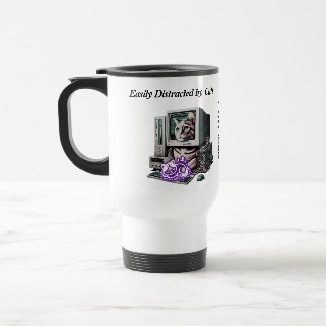 De Voyage Facile à distraire par les chats - Drôle chat Mug (Gauche)