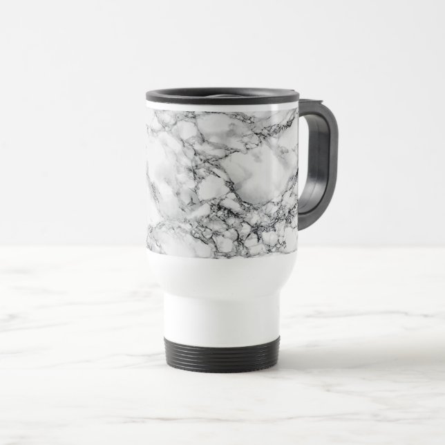 De Voyage Faux Marbre blanc Travel Mug (Devant droit)