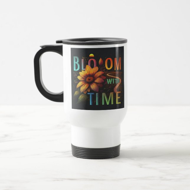 De Voyage "Fleur avec le temps" Travel Coffee Mug (Gauche)