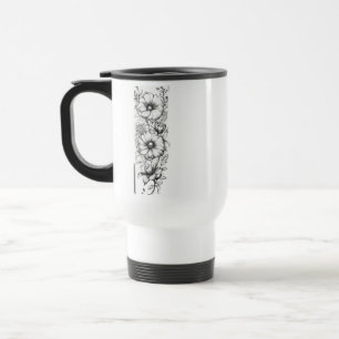 De Voyage Floral Outline Art Travel / Commuter Mug 15 oz