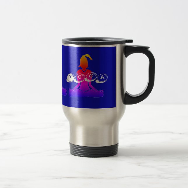 De Voyage Fun Blue Commuter 'Java Yoga' Travel Mug (Droit)