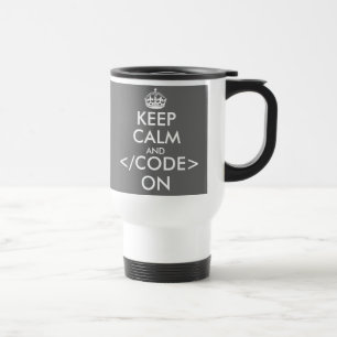 De Voyage Gardez votre calme et continuez à coder sur un mug