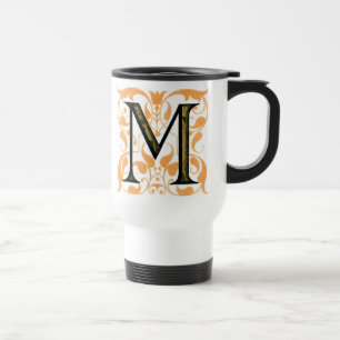 De Voyage Gold & Black Floral 'M' - Mug