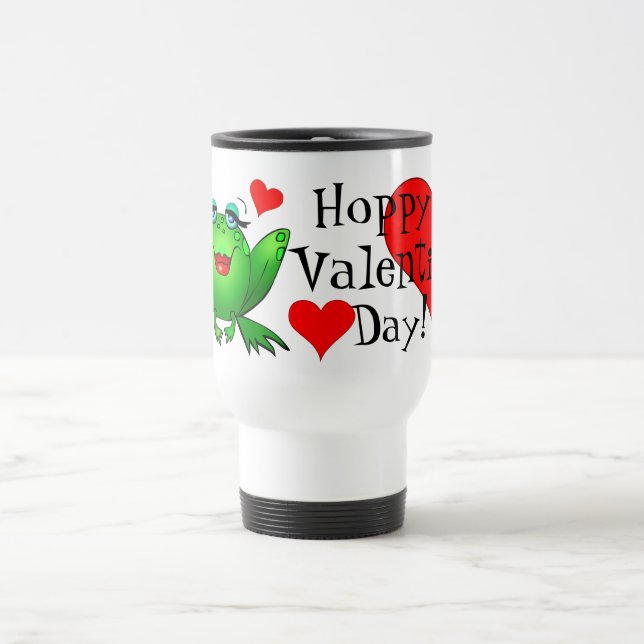 De Voyage Hoppy Valentine's Day Cartoon Lady Frog Travel Mug (Centre)