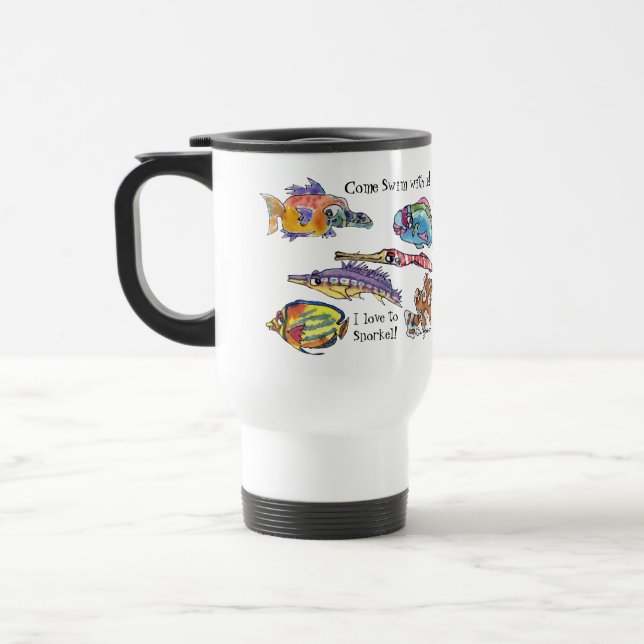 De Voyage I Love to Snorkel amusant Cartoon Fish Mug (Gauche)