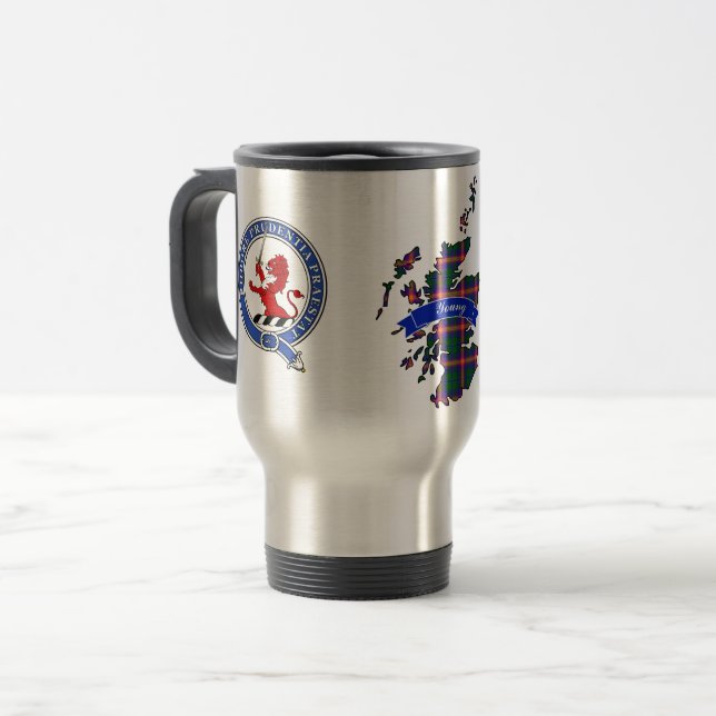 De Voyage Jeune Clan Badge & Tartan Travel Mug (Devant gauche)