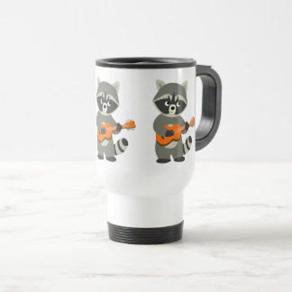 De Voyage Jolie Cartoon Raccoon Jouer Guitare Commuter Mug