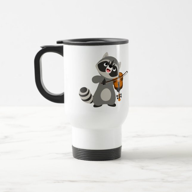 De Voyage Jolie Cartoon Raccoon Jouer Violon Commuter Mug (Gauche)