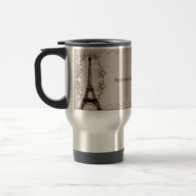 De Voyage Latte Paris Grunge Travel Mug (Gauche)