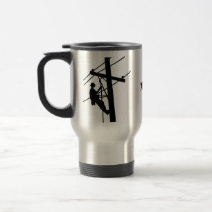 De Voyage Lineman Silhouettes Nom personnalisé Travel Mug