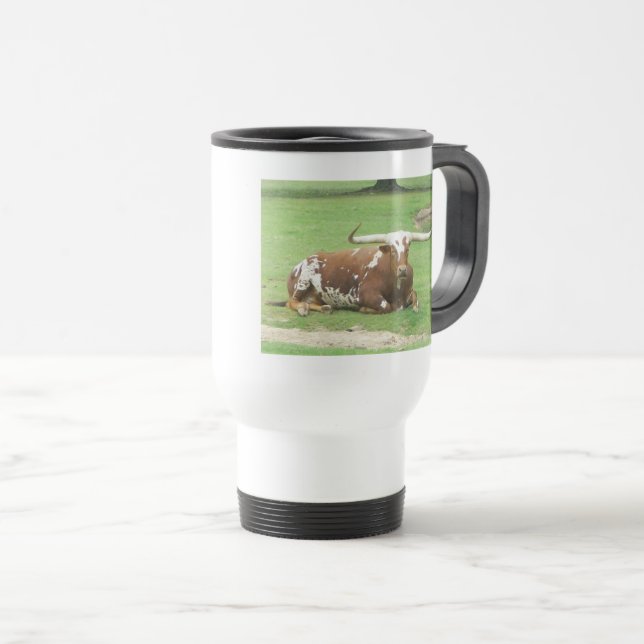 De Voyage Longhorn Travel Mug (Devant droit)