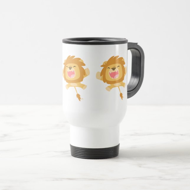 De Voyage Mignonne caricature rebondissant Lion Commuter Mug (Devant droit)