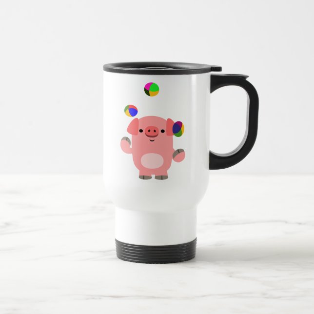 De Voyage Mignonne Jonglage Cartographie Cochon Commuter Mug (Droite)
