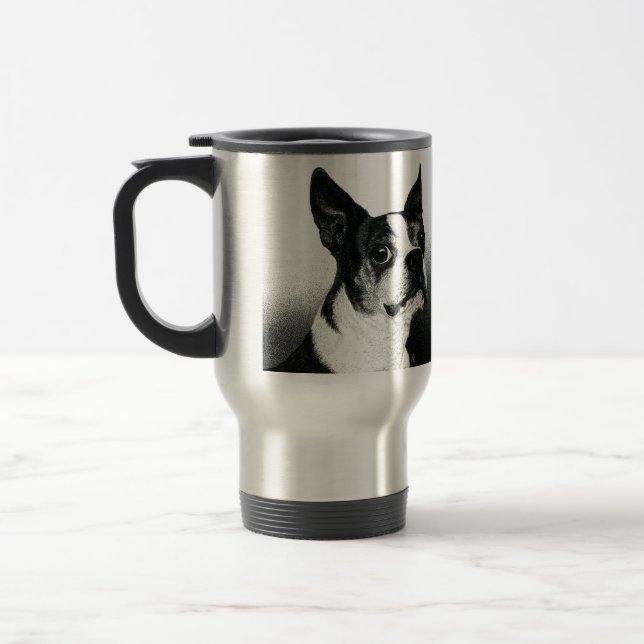 De Voyage Mug en acier Boston Terrier - "Boston Style" (Gauche)