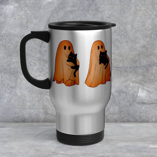De Voyage Mug Halloween Fantôme Mignon et Chat Noir (Créateur téléchargé)