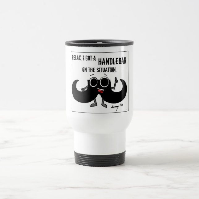 De Voyage Mustache 'A UN HANDLEBAR SUR LA SITUATION' Mug (Centre)