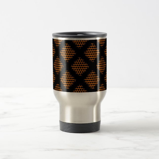 De Voyage Orange, Black Retro Criss Cross Lines Points Mug (Centre)