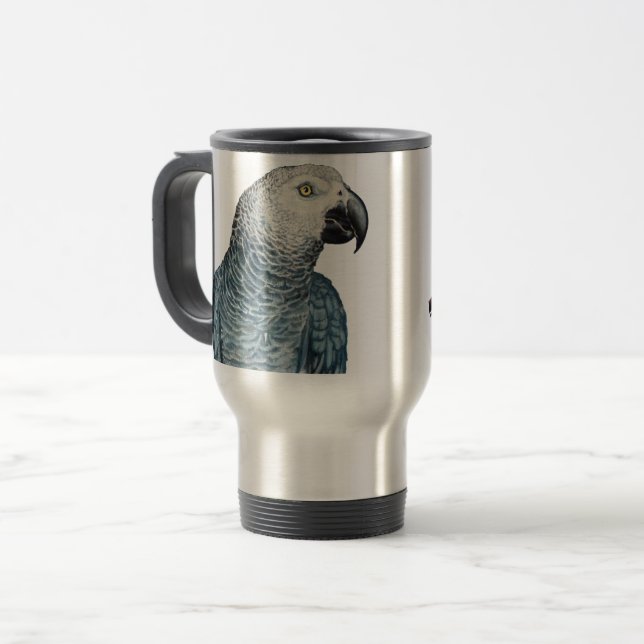 De Voyage Parrot Art Travel Mug African Grey Travel Mug (Devant gauche)