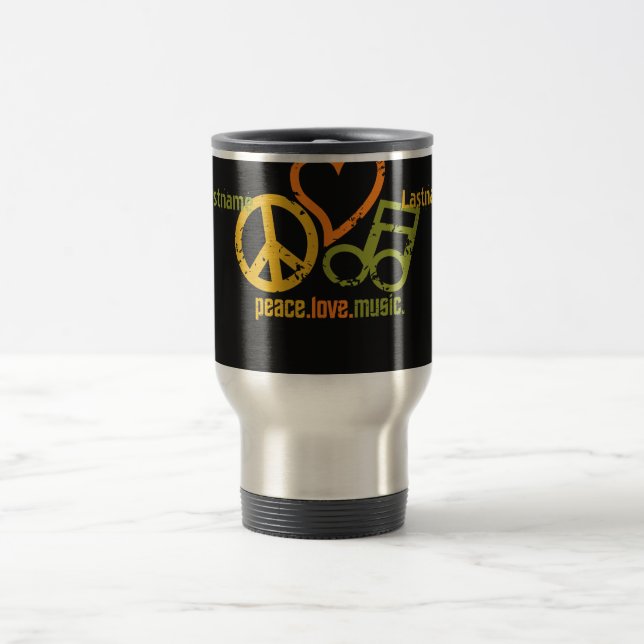 De Voyage Peace Love Mug - choisir style & couleur (Centre)