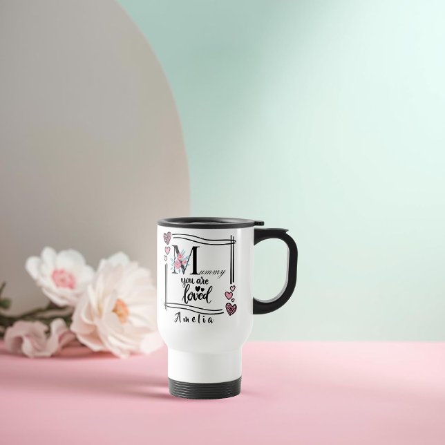 De Voyage Personalized Floral Mommy Travel Mug (Créateur téléchargé)