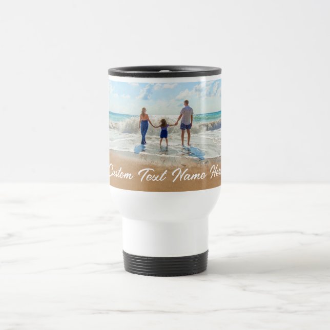 De Voyage Personnalisez votre Photo Travel Mug avec du texte (Centre)