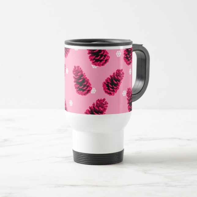 De Voyage Pine rose cônes café Mug (Devant droit)