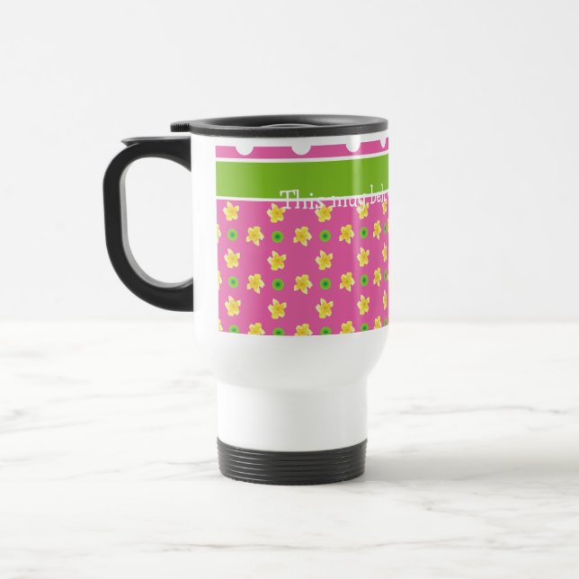 De Voyage Primroses Travel Mug : Personnaliser les Pois rose (Gauche)