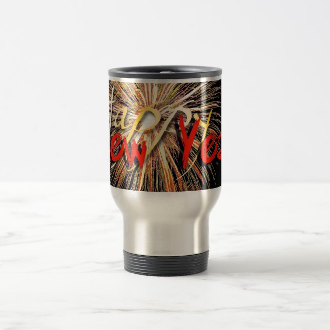De Voyage Red Fireworks Bonne année 2019 Travel Mug (Centre)