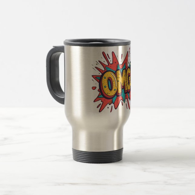De Voyage Retro Comic “OMG!” Pop Art Coffee Mug (Devant gauche)