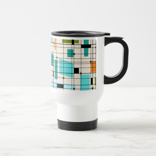 De Voyage Rétro Grid et Starbursts Travel Mug (Droite)