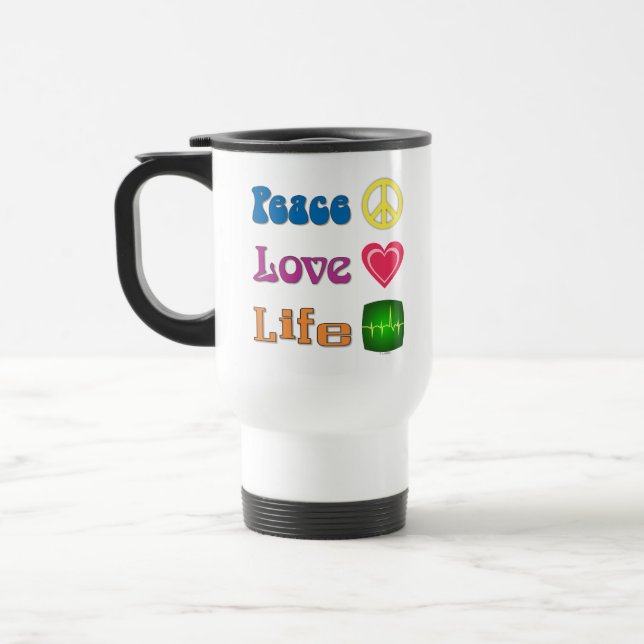 De Voyage Travel mug with a pro-life message. (Gauche)