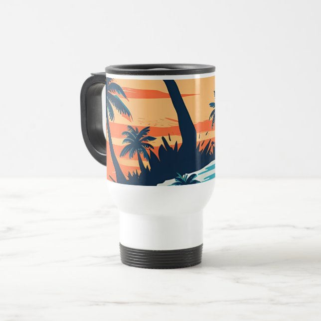 De Voyage Tropical Sunset Beach Coffee Mug – Relaxing Palm (Devant gauche)