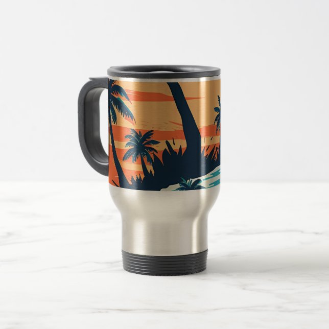 De Voyage Tropical Sunset Beach Coffee Mug – Relaxing Palm (Devant gauche)