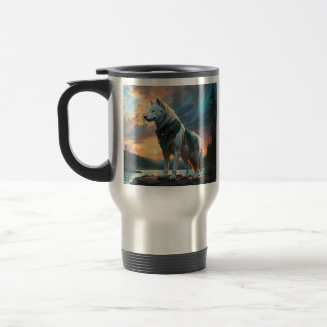 De Voyage Wolf Guardian Travel Mug (Gauche)