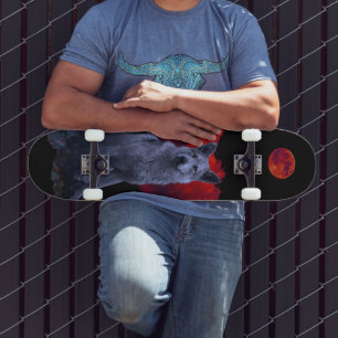 de Wolf Moon   Goth Werewolf Skateboard