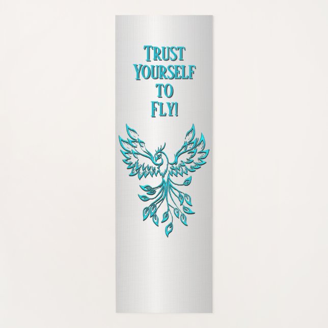 De Yoga Phoenix bleu sarcelle se lève du tapis Croyez  (Devant)