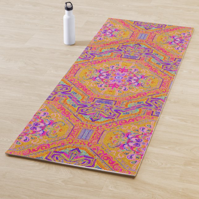 De Yoga Tapis magique rose chaud / Plaque bleue orange (En situation)