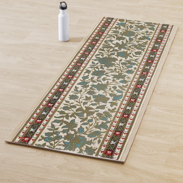 De Yoga Tapis oriental antique Motif botanique coureur (En situation)