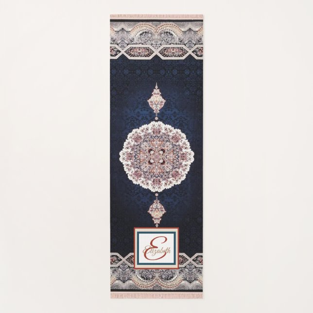 De Yoga Tapis persan turc antique bleu (Devant)