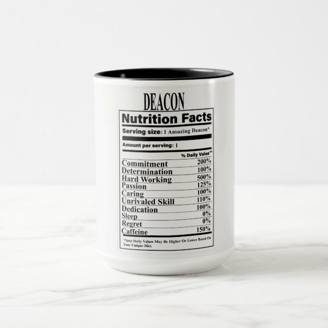 Deacon Nutrition Facts Mug (Centre)