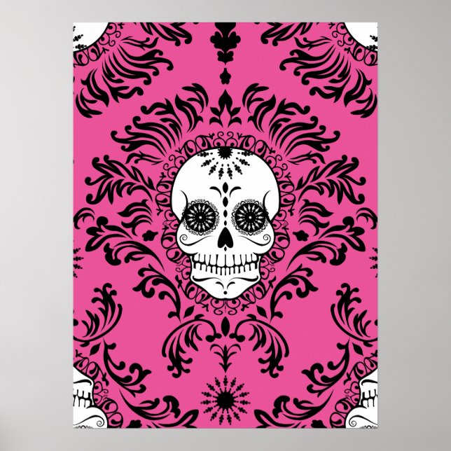 Dead Damask - Chic Sugar Skull Art Poster (Devant)
