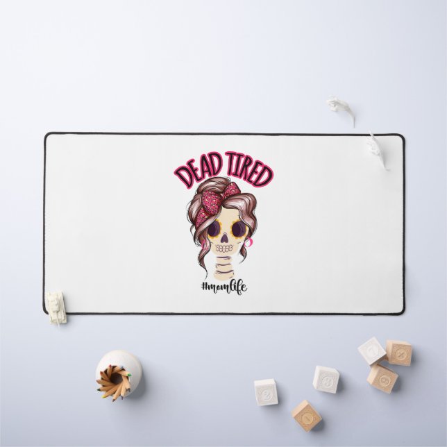 Dead Tired Maman Vie Skeleton Messy Bun Bandana (Tableau pour enfants)