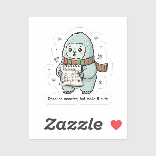 Deadline Monster Cute Sticker – Funny Productivity (Feuille)