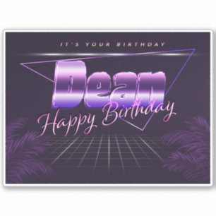 Dean Nom Prénom lila retro Sticker