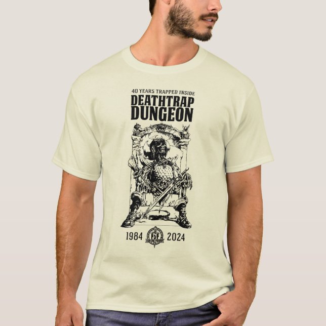 Deathtrap Dungeon Skeleton Warrior T-shirt (Lumièr (Devant)