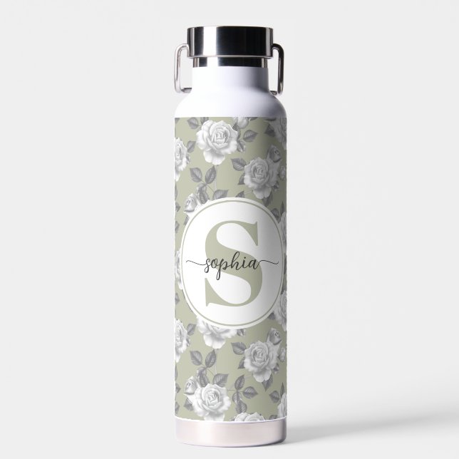 D'eau 22 oz.Rose Jardin Monogramme Sage Green Bouteille  (Avant)