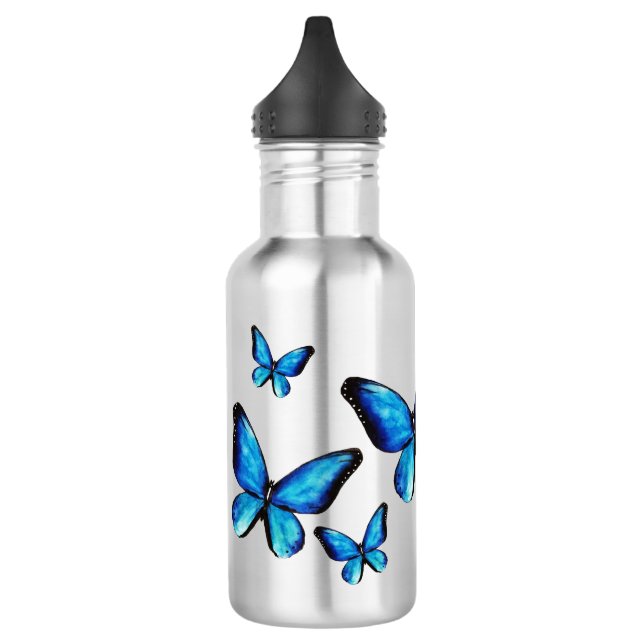 D'eau Blue aqua morpho papillon aquarelle Bouteille d'ea (Gauche)