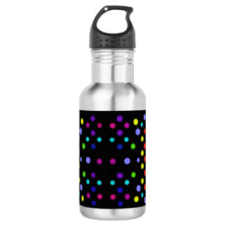 D'eau Bouteille à boire avec des points sur fond noir.