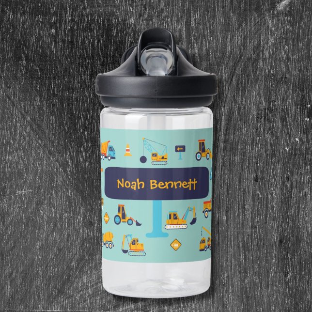 D'eau Bouteille de camion de construction personnalisée  (Excavator Name Mug for Toddler Boys
)